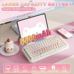YUNZII C75 Wireless Mechanical Keyboard,75% Layout, Hot-Swappable NKRO,BT5.0/2.4G/USB-C Mode,Dye-Sub PBT MOA Keycaps,RGB Gasket Mount,Cute Cake Design for Mac/Win/Gaming (Beige, Milk V2 Switch)