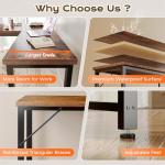 Huuger 63 Inch L Shaped Desk with Power Outlets and USB-C Port, 0.95 Inch Thicker Desktop, Reversible Computer Desk, Larger Office Corner Gaming Desk, Metal Frame, for Home Office, Study, Rustic Brown