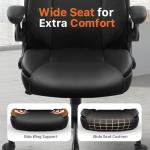 NEO CHAIR Ergonomic Office Desk Gaming Computer Chair Executive High Back Support Flip-up Arms Adjustable Height Swivel Rolling Wheels Comfy PU Leather for Home (Black)