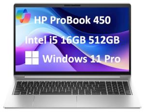 HP ProBook 450 G10 Business Laptop (15.6" FHD Anti-Glare, Intel 10-Core i5-1334U, 16GB RAM, 512GB SSD, (Beats i7-1255U)) Backlit KB, Webcam, Ethernet, Wi-Fi 6E, Win 11 Pro w/ AI Copilot, Silver