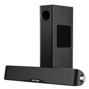 Nylavee Computer Speakers with Subwoofer, 2.1 PC Speakers System with Bluetooth 5.4 & 3.5mm Aux-in, 60W Peak Power, AC Adapter Powered Computer Sound Bar for Desktop PC, Laptop, Monitor, Gaming