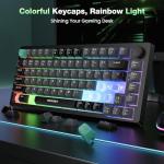 TECKNET Gaming Keyboard, 75% Wired Keyboard, RGB Backlit, 82-Keys with Volume Knob Control, 26 Keys Anti-ghosting, Whisper Quiet Gaming Switch Travel Friendly for Windows Laptop PC Mac-Grey