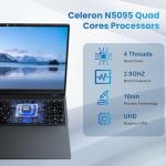 2025 17.6 Inch Laptop Computer with Office 365, 16GB RAM 640GB Storage, N5095 CPU, Windows 11, WiFi 6, Bluetooth 5.2, Backlit keyboard, Portable Thin Business Student Laptops for Work, School, Travel