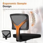 Sweetcrispy Small Office Desk Chair, Ergonomic Low-Back Mesh Rolling Work Swivel Chairs with Wheels, Armless Comfortable Seat Lumbar Support for Home, Bedroom, Study, Student, Adults,Classic Black