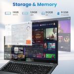 2025 17.6 Inch Laptop Computer with Office 365, 16GB RAM 640GB Storage, N5095 CPU, Windows 11, WiFi 6, Bluetooth 5.2, Backlit keyboard, Portable Thin Business Student Laptops for Work, School, Travel