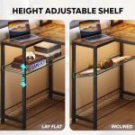 Bestier 71.5 inch Computer Desk with Power Outlets, L Shaped LED Home Office Desk with Long Monitor Stand, Large Corner Desk with Storage Shelf, Cup Holder & Headset Hooks, Modern Simple Table