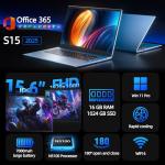 SGIN 15.6 Inch Laptop, 16GB RAM 1024GB SSD, Laptops Computers Celeron N5100, Win 11, Portable Notebook, 7000mAh, WiFi 6, 180° Open Angle, USB 3.2, for Business and Students