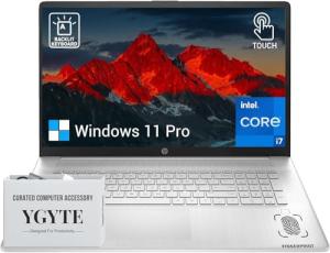 HP 17 Touchscreen Laptop Computer, 17.3" HD+ Touch Screen Business PC, Intel Core i7, 32GB RAM 2TB SSD, Windows 11 Pro, Lifetime Office, 10 key Numeric Backlit Keyboard, Fingerprint Reader