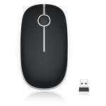VssoPlor Wireless Mouse, 2.4G Slim Portable Computer Laptop Mouse with Nano Receiver Quiet Silent Optical Mice for Notebook, PC, Laptop, Computer-Black and Silver