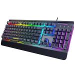 TECKNET Gaming Keyboard, 15-Zone RGB Illumination, All-Metal Panel Keyboard, IP32 Waterproof, 25 Anti-Ghosting, Quiet Typing, USB Wired Ergonomic Keyboard for Windows XP/Vista/7/8/10/11