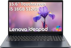 Lenovo IdeaPad 1i 15.6" FHD Touchscreen Laptop (Intel Core i5-1334U (> i7-1255U), 16GB, 512GB SSD), for Home, Student, Business, Webcam w/ Shutter, Slim,10-Hr Long Battery Life, Wi-Fi 6, Win 11 Home