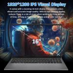 Auusda 16" Traditional Laptop Computer, i3 Processor 16GB RAM 1TB SSD Silver Laptops Notebook with Backlit Keyboard, Fingerprint, WiFi 6 Bluetooth 5.3 Laptops for Students & Office USB-C Port