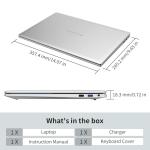 Auusda 16" Traditional Laptop Computer, i3 Processor 16GB RAM 1TB SSD Silver Laptops Notebook with Backlit Keyboard, Fingerprint, WiFi 6 Bluetooth 5.3 Laptops for Students & Office USB-C Port