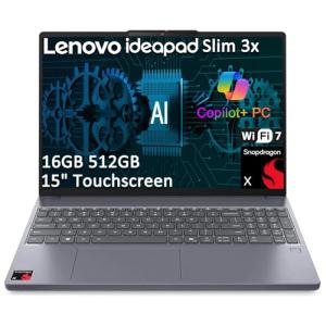 Lenovo IdeaPad Slim 3 X Touchscreen Laptop (15.3" FHD+, Snapdragon X (> i7-1355U), 16GB 8448MT/s, 512GB SSD) AI Copilot+ PC for Business, Fingerprint, Backlit, Wi-Fi 7, 22-Hr Battery Life, Win 11 Home