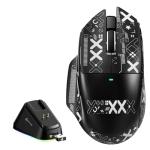 MAMBASNAKE×Attack Shark V6 65g Lightweight RGB Gaming Mouse with Magnetic Charging Dock, BT/2.4G Wireless/Wired 1K Polling Rate, 25K DPI, Gaming Mice for PC/Mac/Laptop(Black&Stickers)