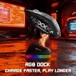 MAMBASNAKE×Attack Shark V6 65g Lightweight RGB Gaming Mouse with Magnetic Charging Dock, BT/2.4G Wireless/Wired 1K Polling Rate, 25K DPI, Gaming Mice for PC/Mac/Laptop(Black&Stickers)