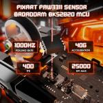 MAMBASNAKE×Attack Shark V6 65g Lightweight RGB Gaming Mouse with Magnetic Charging Dock, BT/2.4G Wireless/Wired 1K Polling Rate, 25K DPI, Gaming Mice for PC/Mac/Laptop(Black&Stickers)