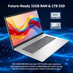 HP 17 inch Touchscreen Laptop Computer, 32GB RAM, 1TB SSD, 17.3" HD+ Touch, Intel 10 Core i7 1355U, Backlit Keyboard, Copilot AI, Wi-Fi 6, Windows 11 Pro, Long Battery Life, Laptop for Business