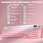 AULA S98 Pro Wireless Mechanical Keyboard with Screen & Knob,2.4GHz/USB-C/BT5.0 Hot Swappable Pink Creamy Keyboard,Pre-lubed Linear Switches,Side Printed PBT Keycaps,RGB Backlit Gaming Keyboards