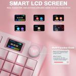 AULA S98 Pro Wireless Mechanical Keyboard with Screen & Knob,2.4GHz/USB-C/BT5.0 Hot Swappable Pink Creamy Keyboard,Pre-lubed Linear Switches,Side Printed PBT Keycaps,RGB Backlit Gaming Keyboards
