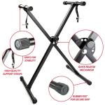 RockJam 61 Key Keyboard Piano Stand With Pitch Bend Kit, Piano Bench, Headphones, Simply Piano App & Keynote Stickers