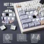 EPOMAKER Galaxy100 QMK/VIA Wireless Gaming Keyboard, Aluminum Shell, Bluetooth/2.4Ghz/USB-C, Pre-Lubed Hot-Swappable Linear Switches, NKRO, RGB Backlit (Creamy White, Marble White Switch)