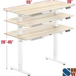 SHW Adjustable Height Electric Desk - 55 Inch
