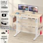 SHW Adjustable Height Electric Desk - 55 Inch