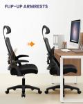 NEO Chair Ergonomic Adjustable Home Office Desk Chair High Back Computer Gaming Mesh Chair with Comfy Task Adjustable Arms Lumbar Neck Support Swivel for Home Office (Dark Black)