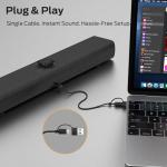 Monster S330 Computer Speakers, HiFi Stereo Sound PC Speakers, Bluetooth 6.0 Computer Sound Bar with Dynamic RGB Light, USB/Type-C Plug & Play, Gaming Speakers for Computer Desktop, PC, Laptop, Tablet