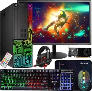 Dell Gaming OptiPlex Desktop RGB Computer PC, Intel Core i7, GeForce GT 1030 2GB GDDR5, 16GB RAM, 512GB SSD, 24 Inch HDMI Monitor, Keyboard Mouse and Headset, WiFi, W11 Pro (Renewed)