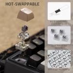 RK ROYAL KLUDGE R75 Wired Gaming Keyboard with Volume Knob, 75% Mechanical Gaming Keyboard Custom Gasket Mount with MDA Profile PBT Keycaps, QMK/VIA, Hot Swappable Silver Switch, Black