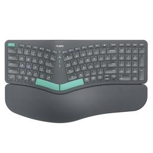 Nulea Wireless Ergonomic Keyboard, Split Keyboard with Cushioned Wrist Rest, USB and Bluetooth Connectivity, USB-C Rechargeable, Compatible with Windows Mac