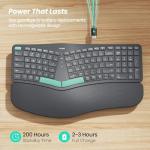 Nulea Wireless Ergonomic Keyboard, Split Keyboard with Cushioned Wrist Rest, USB and Bluetooth Connectivity, USB-C Rechargeable, Compatible with Windows Mac