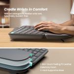 Nulea Wireless Ergonomic Keyboard, Split Keyboard with Cushioned Wrist Rest, USB and Bluetooth Connectivity, USB-C Rechargeable, Compatible with Windows Mac