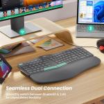 Nulea Wireless Ergonomic Keyboard, Split Keyboard with Cushioned Wrist Rest, USB and Bluetooth Connectivity, USB-C Rechargeable, Compatible with Windows Mac