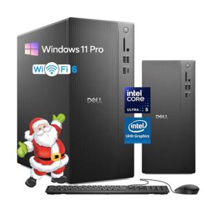Dell Tower Desktop Computer - w/Accessories, Intel 10-Core Ultra 5 225 (Up to 4.9GHz), Intel UHD Graphics, Win 11 Pro, Wired Keyboard & Mouse, Wi-Fi 6, Bluetooth 5.4 (32GB DDR5 | 1TB SSD)