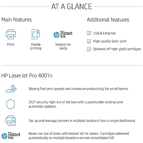 HP Jet-Laser Pro 4001n Monochrome Laser Printer