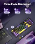 Redragon K725LBY Wireless Mechanical Keyboard with Screen and Knob, Tri-Mode BT5.0/2.4G/USB-C Gasket Computer Gaming Keyboard, 95 Keys Hot Swappable, RGB Backlit, Infinite Mirrors for PC/Mac, Purple