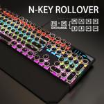 Camiysn Typewriter Style Mechanical Gaming Keyboard, Black Retro Punk Gaming Keyboard with RGB Backlit, 104 Keys Blue Switch Wired Cute Keyboards, Round Keycaps for Windows/Mac/PC