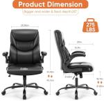 Sweetcrispy Computer Gaming Chair, Ergonomic High Back Heavy Duty Task Desk Office Chairs with Wheels, Flip-up Arms, Adjustable Height, PU Leather,Inky