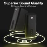 Redragon GS814 Stereo Desktop Speaker, 20W Output, 4 Real Units, BT 5.0/3.5mm AUX, Enhanced Bass, Touch-Control, Dynamic RGB Lighting