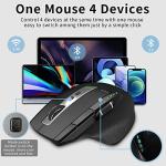 Rapoo Bluetooth Wireless Mouse, 4 Adjustable DPI Rechargeable, Multi-Device (3 Bluetooth+USB) Programmable Ergonomic Mouse with Side Roller, Laser Mouse for Laptop Desktop PC
