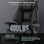 EXCEBET Big and Tall Office Chair with Footrest, PU Leather High Back Executive Office Chair 400lbs, Ergonomic Computer Chairs Lumbar Support for Heavy People (All Black)