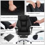 EXCEBET Big and Tall Office Chair with Footrest, PU Leather High Back Executive Office Chair 400lbs, Ergonomic Computer Chairs Lumbar Support for Heavy People (All Black)