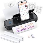 Inkless Portable Printer Wireless for Travel, Thermal Paper Support A4&A5, 8.5" X 11" US Letter &Legal, Compatible with iOS, Android&Laptop, Bluetooth & USB, Lightweight Wireless Printer for Home