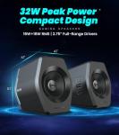 Edifier G2000 RGB Gaming Speakers, 32W Peak Power, Compact Design for PC/PS4/Desktop, Bluetooth 5.1, 3.5mm AUX, Game/Movie/Music Modes, 12 RGB Lighting Effects - Black