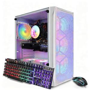 STGAubron Gaming PC Computer Desktop, GeForce GTX 1660 Ti 6G, Intel Core I7 up to 3.9 GHz, 16G RAM, 512G SSD, WiFi, BT 5.0, RGB Fan x 6, Windows 11 Home, White