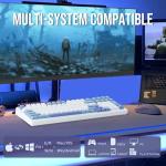 EPOMAKER x Aula F99 Wireless Mechanical Keyboard, Hot Swappable Gasket Custom Gaming Keyboard with Five-Layer Padding, Bluetooth/2.4GHz/USB-C, 8000mAh Battery (White Light Blue, Graywood V3 Switch)