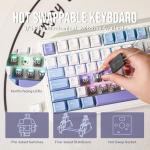 EPOMAKER x Aula F99 Wireless Mechanical Keyboard, Hot Swappable Gasket Custom Gaming Keyboard with Five-Layer Padding, Bluetooth/2.4GHz/USB-C, 8000mAh Battery (White Light Blue, Graywood V3 Switch)